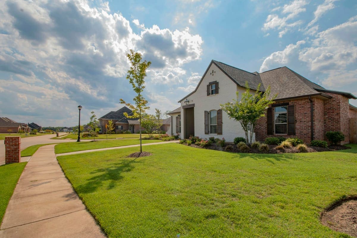 Brick house on a suburban corner lot